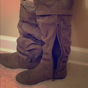 Over the knee tan boots
